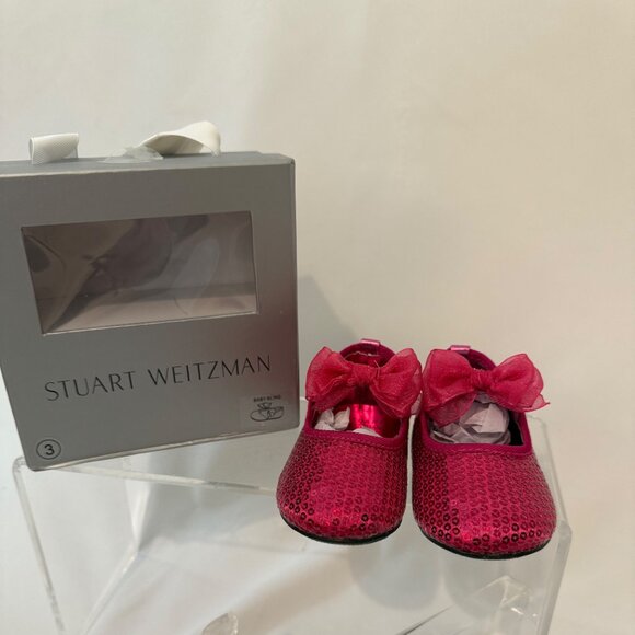 Stuart Weitzman Hot Pink Sequin Baby Shoes NEW IN BOX sz 3 (6-9 months) - Picture 6 of 6
